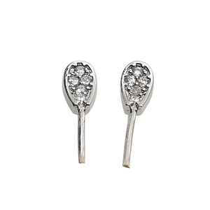 S925 silver pear-shaped stud earrings with four sparkling cubic zirconia stones