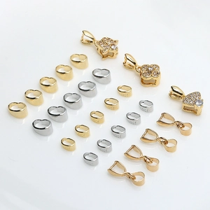 DIY Jewelry Findings Copper Gold Plated Zircon Inlaid Pinch Bails Pendant Clasp Connectors For Necklace Bracelet Accessories