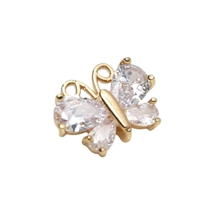 Gold-plated butterfly pendant with teardrop cubic zirconia wings for DIY necklaces