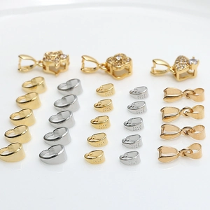 Gold and silver S925 sterling silver pinch bails with zircon stones for DIY jewelry
