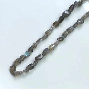 Detailed view of natural labradorite chips with blue flash effect for DIY jewelry making