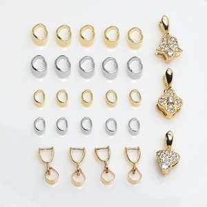 Gold and silver melon seed clasps with cubic zirconia for DIY jewelry making