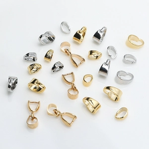 Detailed view of S925 stamped gold and silver pinch bails for DIY jewelry making