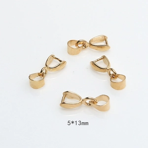 Detailed view of 5x13mm gold plated jewelry pinch bails with sparkling zircon accents