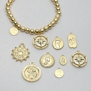 Vintage Gold Alloy Coin Pendants Religious Portrait Saint Christopher Charms Footprint Star DIY Jewelry Making Accessories For Necklaces Bracelets