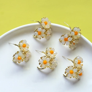 Ganchos de Cobre Chapado en Oro Flores de Cristal Con Poste de Plata de Ley 925 Accesorio para Creación de Joyas Artesanales DIY