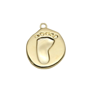 Polished gold baby footprint charm pendant for DIY jewelry making and handmade crafts