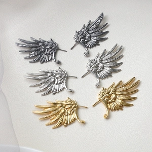 Gold Plated Copper Phoenix Angel Wing Charms For DIY Jewelry Making Accessories Feather Wings Pendants For Earring Baroque