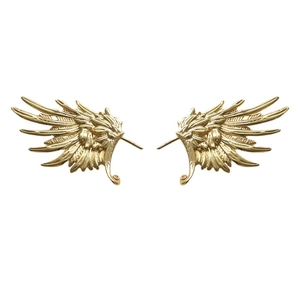 Detailed pair of gold-plated phoenix wing jewelry accessories for DIY handmade designs