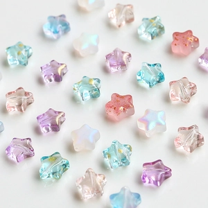 Perles en verre en forme d'étoile 8mm avec feuille d'or pour création de bijoux