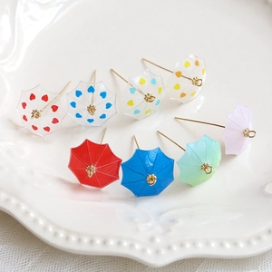 Mini Umbrella Resin Alloy Pendants For DIY Jewelry Making Cute Heart Pattern Umbrella Charms For Earring Necklace Keychain Accessory