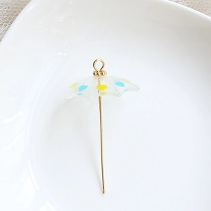 Close-up of translucent heart-patterned umbrella pendant for DIY jewelry making