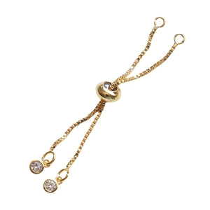 18k vergoldete verstellbare Box-Kette mit Silikonschieber und Zirkon-Anhängern