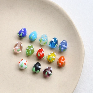 Perles en Verre de Lampe Faites à la Main Forme de Fruit Design à Pois Perles Mobiles pour DIY Boucles d'Oreilles Collier Bijoux
