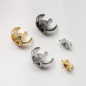 Kit d'accessoires bijoux DIY avec pendentifs corne de taureau et clous en zircon en trois finis
