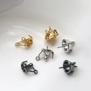 Bélières pour perles baroques en or, argent et noir pour la création de bijoux DIY