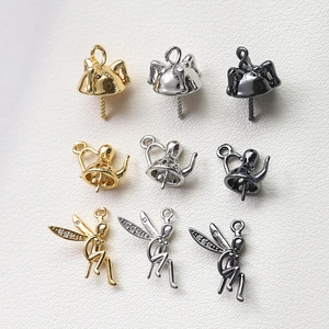 Support Pendentif en Cuivre Plqué Or Argent Théière Fée Ange Chapeau pour Fabrication Bijoux DIY Artisanat