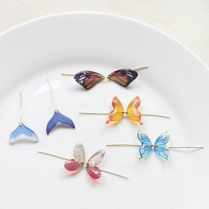 Resin Dripping Glue Gradient Butterfly Wing Fish Tail Charms For DIY Handmade Jewelry Making Artificial Pearl Dreamy Accessories