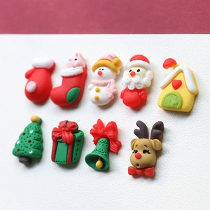 Collection of Christmas resin charms featuring snowman and Santa for DIY hair accessories