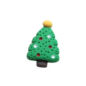 Cute green resin Christmas tree charm with colorful dots and yellow ball top