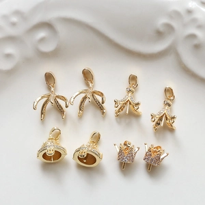Gold plated DIY pendant bases with sparkling cubic zirconia for handmade jewelry making