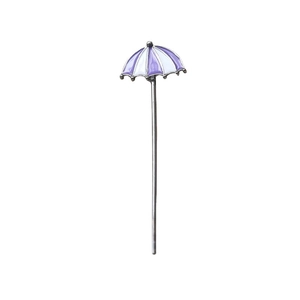 Vergoldetes Regenschirm-Zepter mit lila-weiß gestreifter Emaille für DIY-Handwerk
