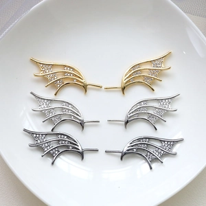 Three-color gold-plated zircon dragon wing jewelry charms for DIY handicraft making