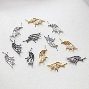Gothic wings jewelry charms in gold, silver and black with sparkling zircon settings