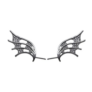 Sparkling zircon dragon wing earrings in silver-plated copper for DIY jewelry