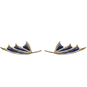 Gold plated devil wing jewelry charms with dark blue star sequins for DIY earrings