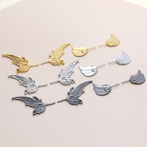 Gold-plated wing charms in butterfly and feather styles for DIY jewelry making