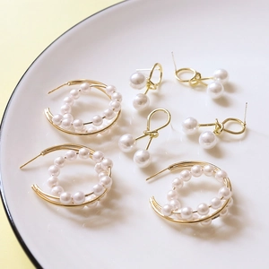 Ensemble élégant de créoles en perles et boucles cerises en argent S925 doré