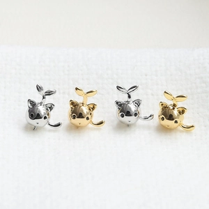 Set van vier schattige kattenhoed-hangers in goud en zilver voor parelsieraden DIY