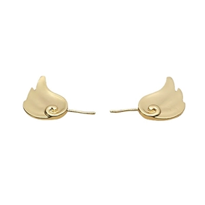 Gold plated fairy wing stud earrings with elegant spiral pattern for DIY jewelry making