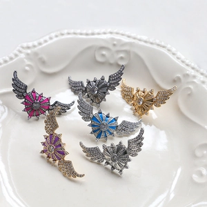 Colorful heart-shaped wings jewelry set with zircons for baroque pearl DIY accessories