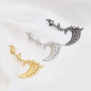 Gothic Sensenmann Sense Anhänger Gold Vergoldetes Kupfer Mit Zirkon Knochentextur Dunkler Stil Halloween DIY Schmuckzubehör