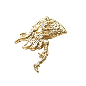 Golden mythological dragon bead cap pendant connector with shimmering crystals for pearls