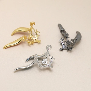 Artistic metal horn headpiece accessories in gold, silver, and black with red zircons