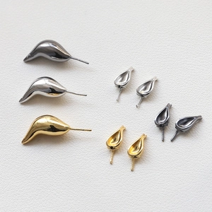 Gold-plated copper baroque fox ear jewelry findings for DIY pearl earring sets