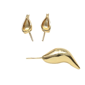 Gold-plated baroque fox ear and tail jewelry accessories for DIY pearl earring setting