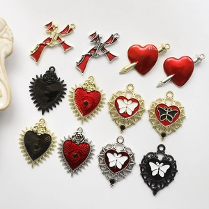 Gothic alloy charms collection featuring skull cross and heart sword for DIY jewelry making