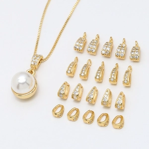 Bélières pour Pendentifs en Cuivre Plaqué Or Avec Zirconia Micro-Pavé pour Collier Bracelet Fabrication de Bijoux DIY