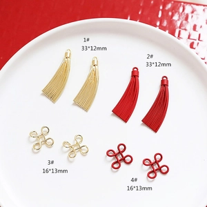 Détails de glands en alliage et pendentifs nœuds rouges pour accessoires de bijoux DIY
