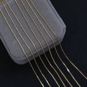 Multiple styles of 14k gold plated delicate chains for DIY jewelry making accessories