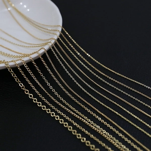 Various 14k gold plated flat O-chains and cross link chains for DIY jewelry making