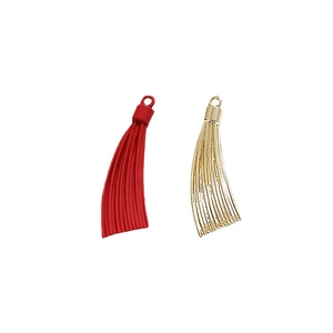 Pendentifs pompons chinois traditionnels en rouge mat et or brillant pour bijoux DIY