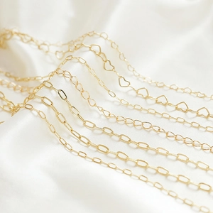 Catena per Gioielli Fai-da-te in Rame Placcato Oro 14K per Creazione di Collane e Bracciali Accessori Minimalisti a Forma di Cuore