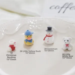 Mini breloques floquées de chaussette de Noël, canard, bonhomme de neige et ours