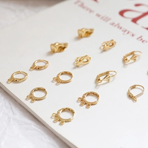 Detailed selection of assorted 14k gold plated DIY earring hooks and jewelry components