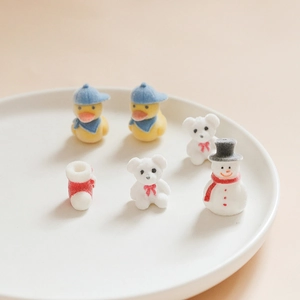 Mignons ornements de Noël floqués avec canard, ours et bonhomme de neige pour bricolage
